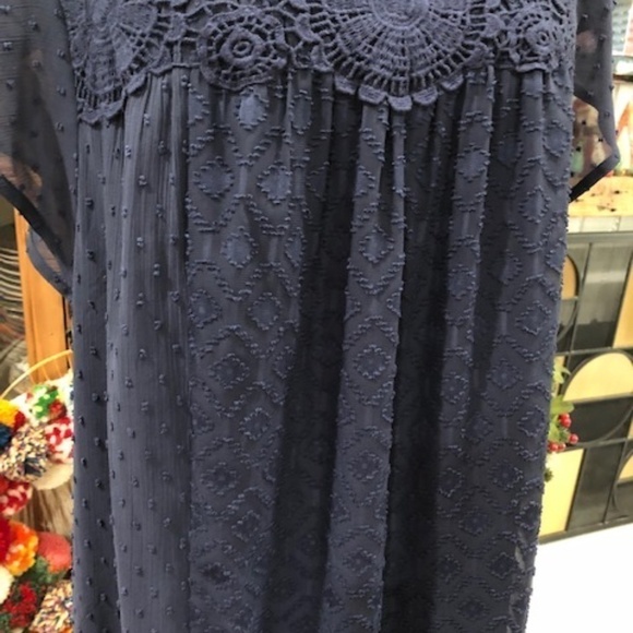 DANIEL Rainn Navy Flutter Sleeve Lace Babydoll Dress, Size Medium - Picture 6 of 16